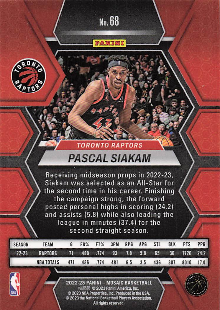 2022-23 Panini Mosaic Pascal Siakam #68