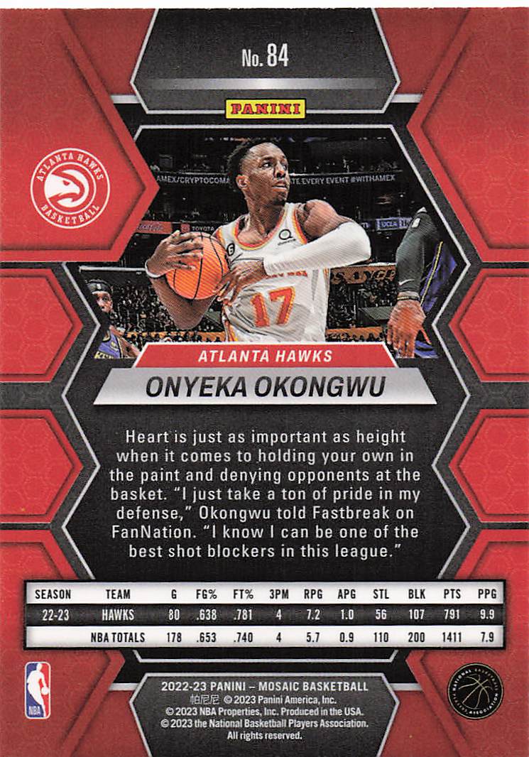 2022-23 Panini Mosaic Onyeka Okongwu #84