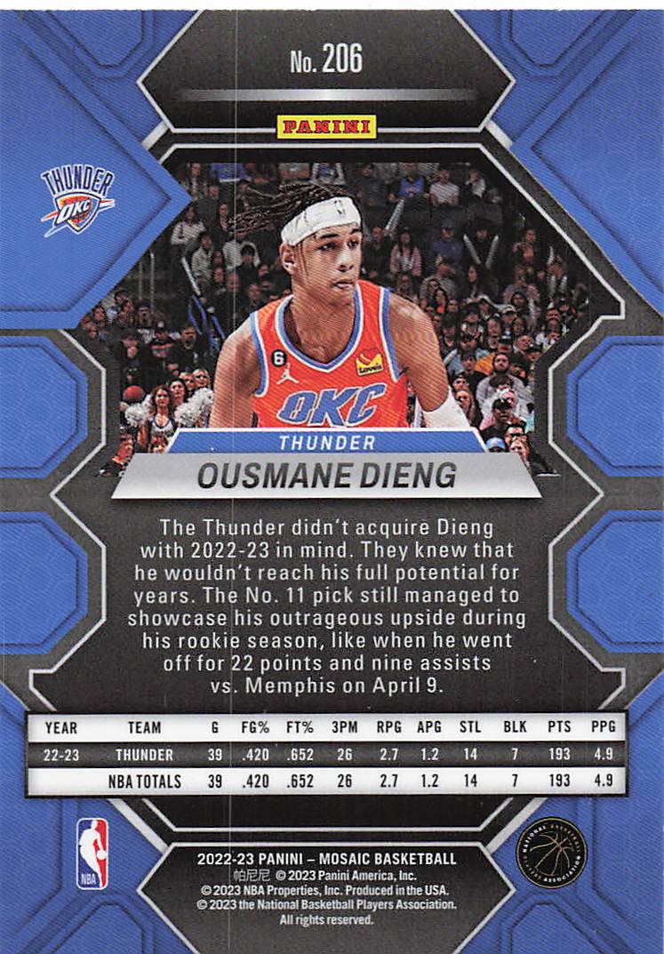 2022-23 Panini Mosaic Ousmane Dieng #206 RC