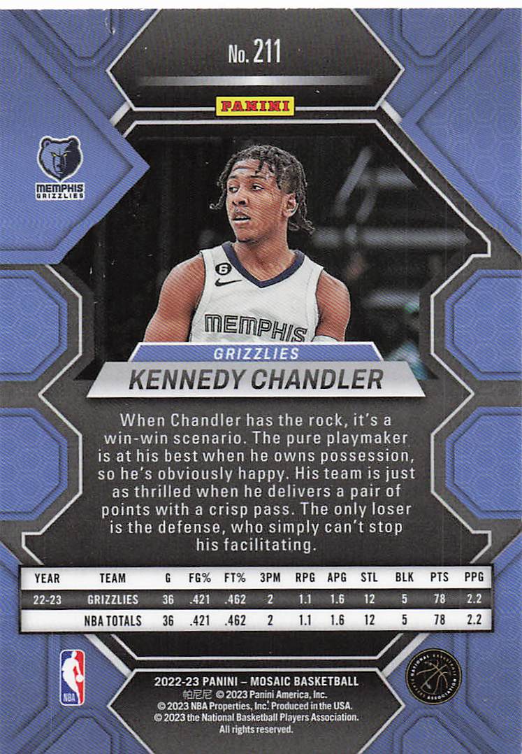2022-23 Panini Mosaic Kennedy Chandler #211 RC