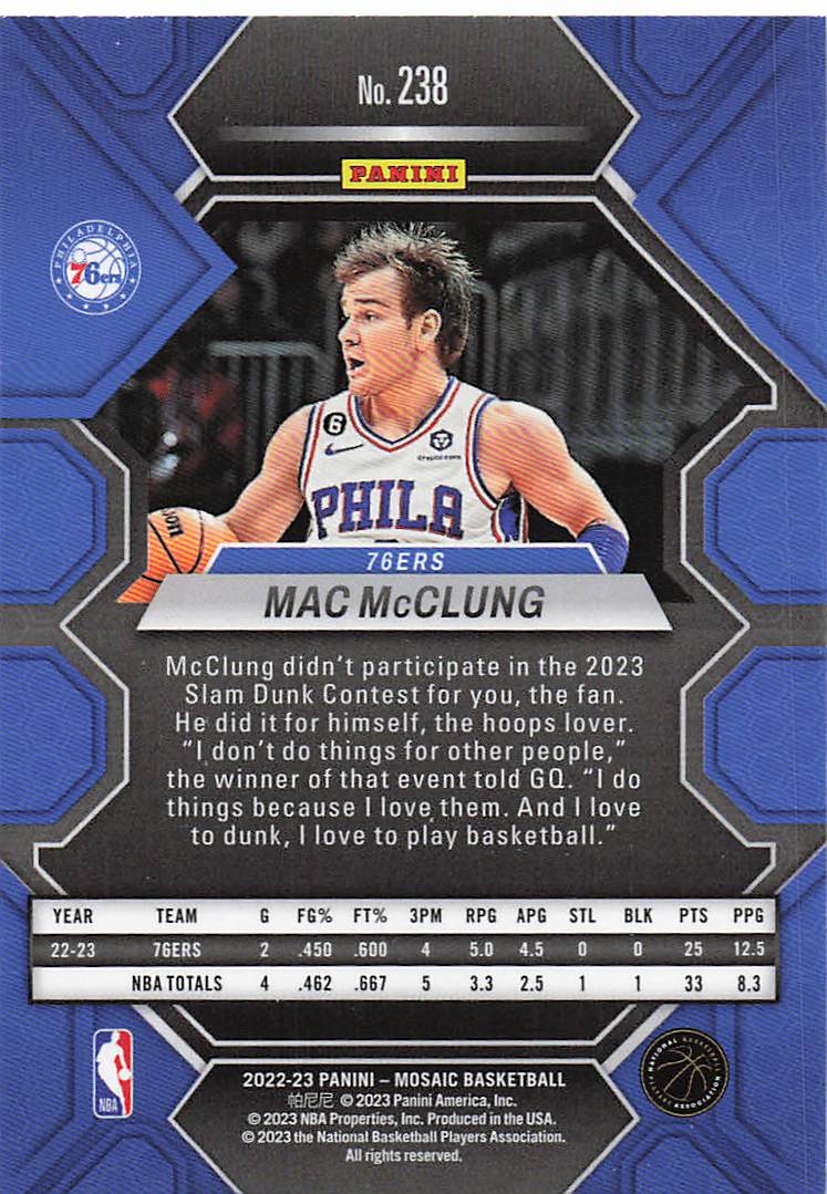 2022-23 Panini Mosaic Mac McClung #238 RC