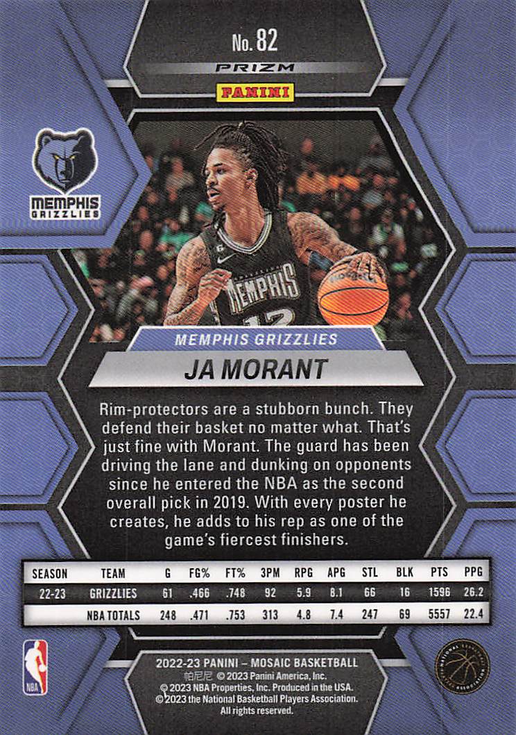 2022-23 Panini Mosaic Red Wave Mosaic Ja Morant #82