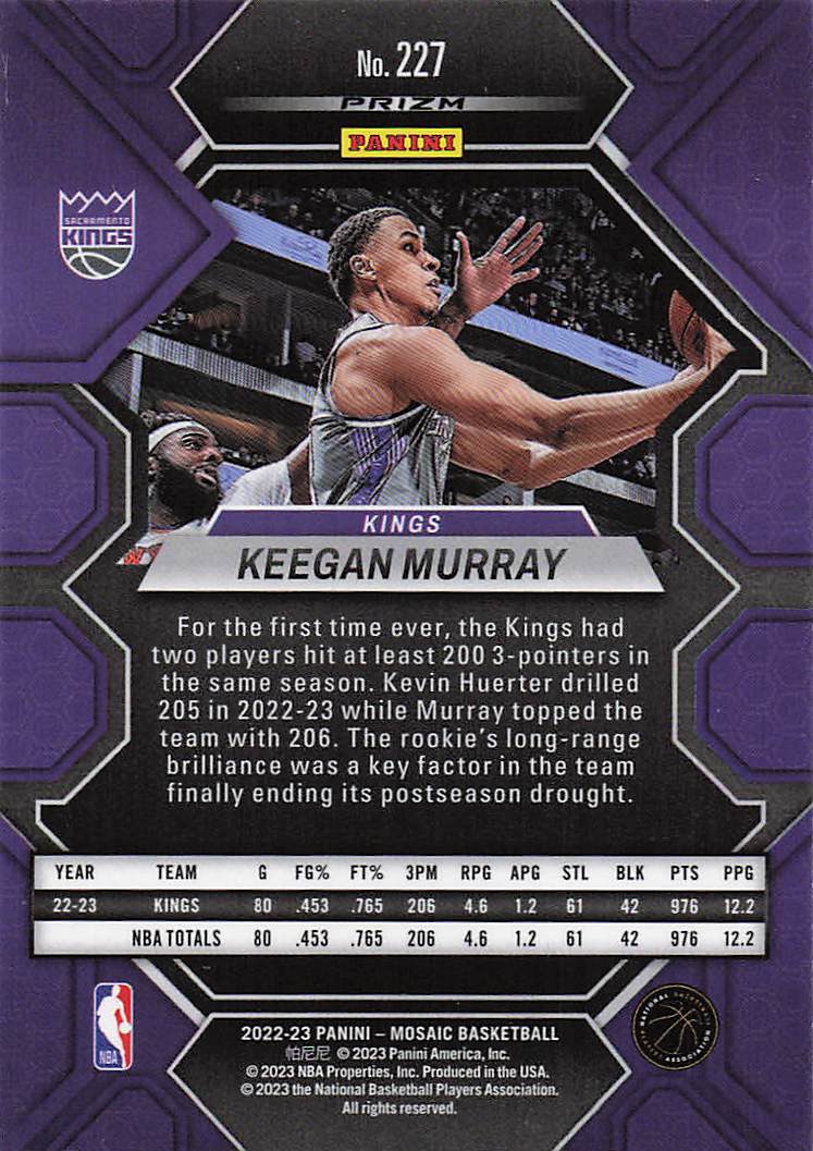 2022-23 Panini Mosaic Red Wave Mosaic Keegan Murray #227 RC