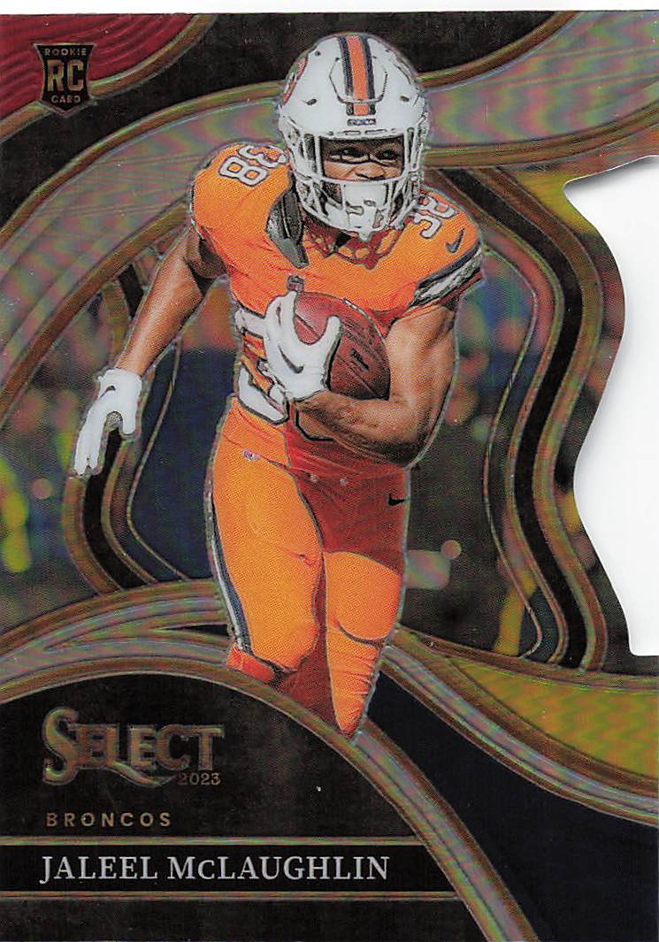 2023 Select Football Red & Yellow Prizm Die-Cut Jaleel McLaughlin #265 RC