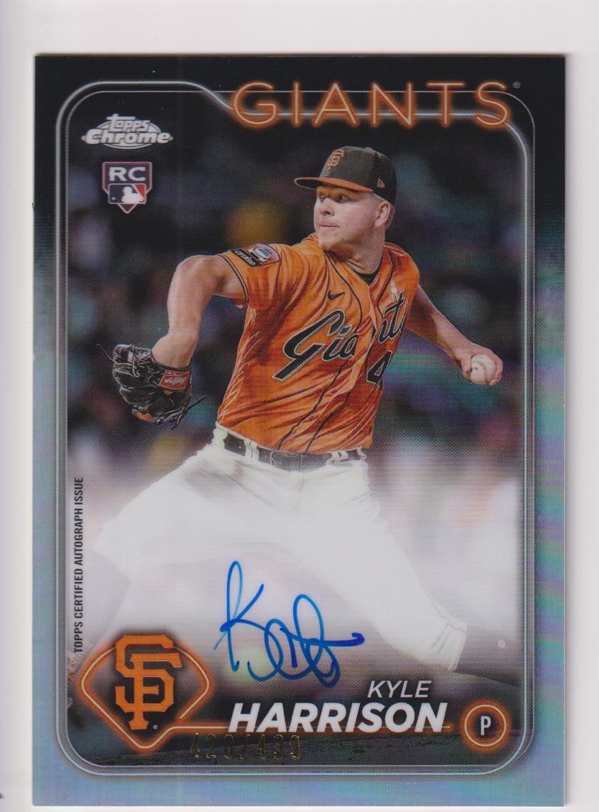 2024 Topps Chrome Rookie Autographs Refractor 420/499 Kyle Harrison #RA-KH RC