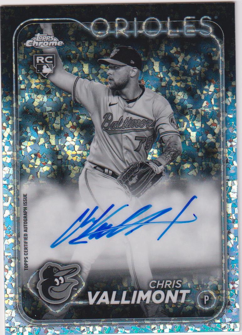 2024 Topps Chrome Rookie Autographs Black and White Mini Diamond Refractors Chris Vallimont #RA-CV RC