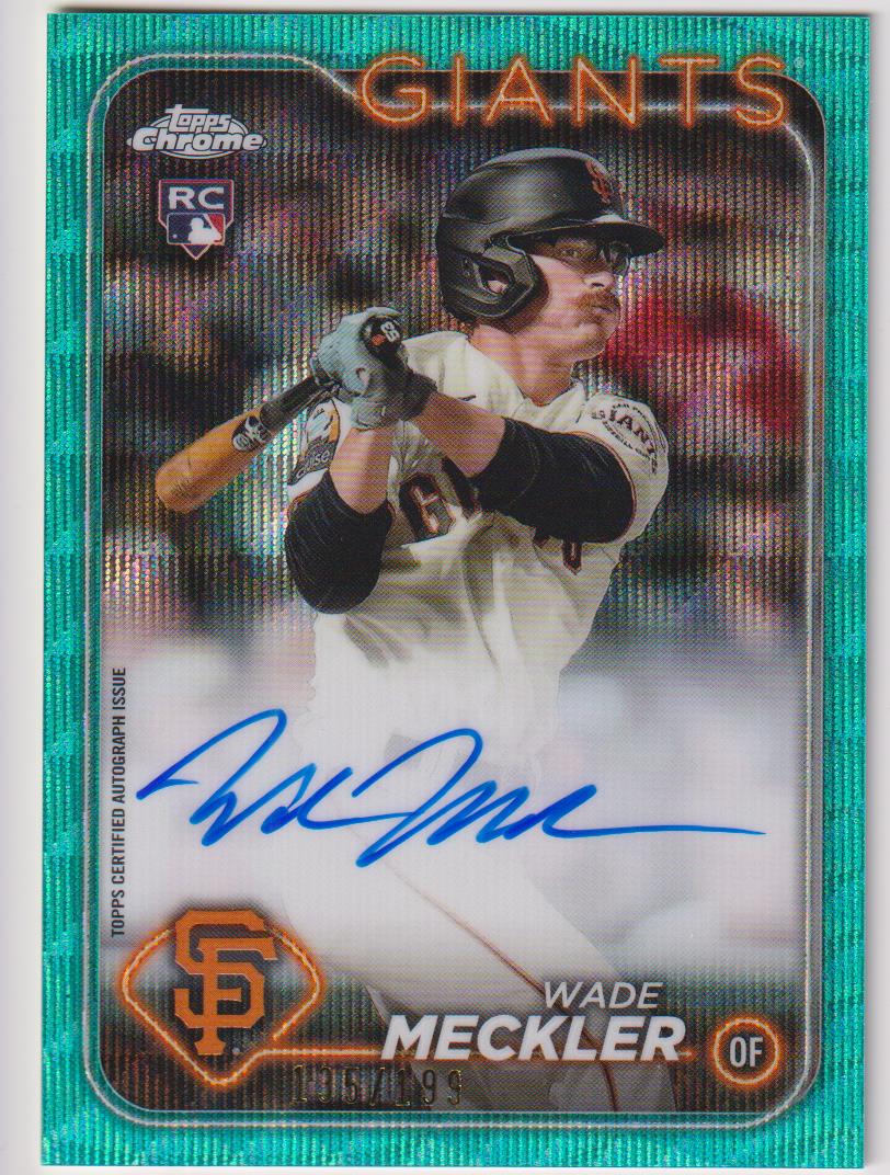 2024 Topps Chrome Rookie Autographs Aqua Wave Refractor 135/199 Wade Meckler #RA-WM RC