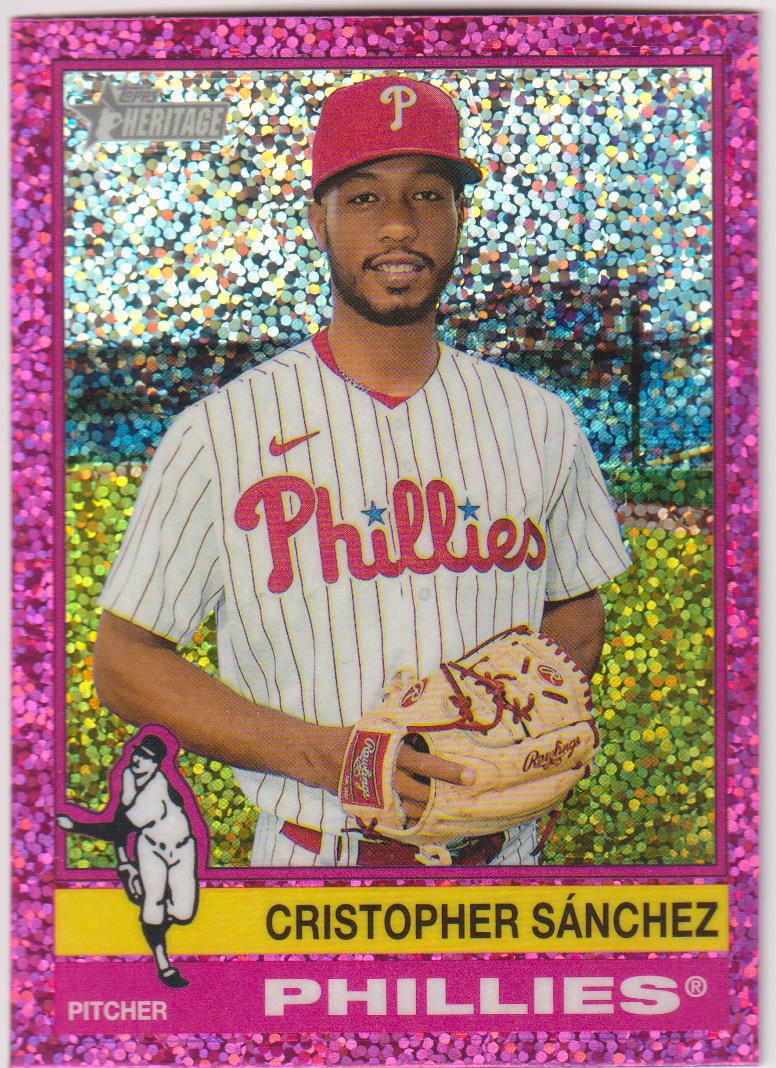 2025 Topps Heritage Baseball Pink Sparkle Refractor Christopher Sanchez #407