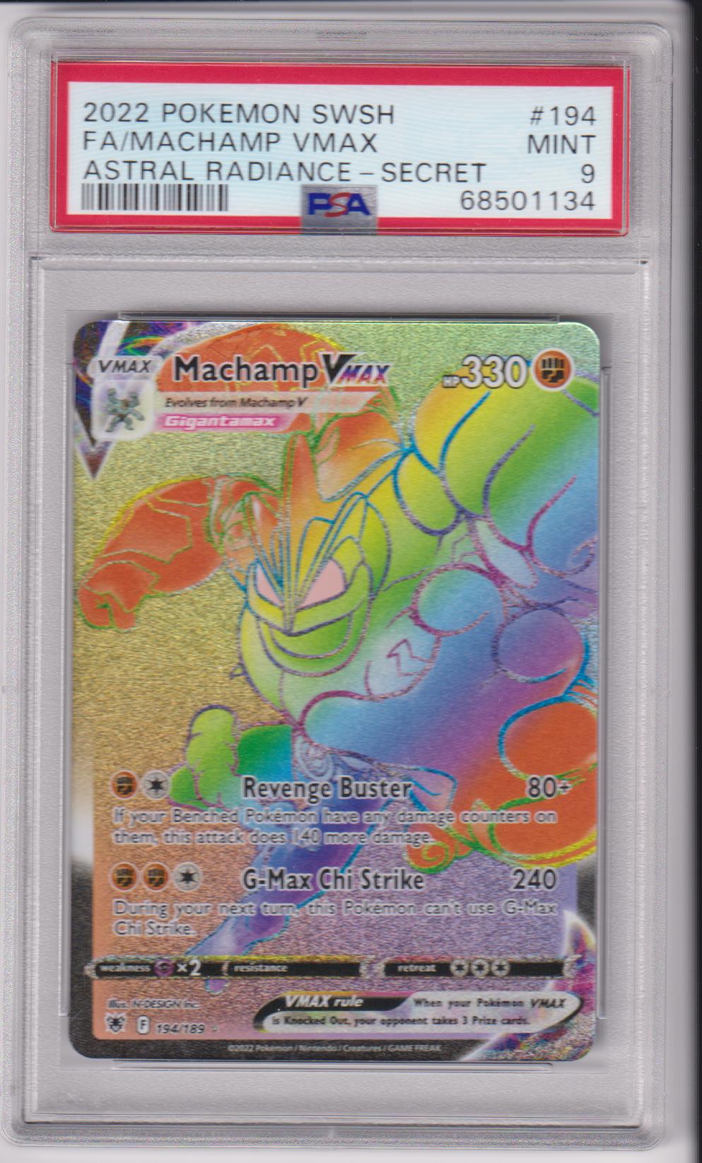 2022 Pokemon SWSH FA/Machamp VMAX Astral Radiance Secret #194 PSA 9