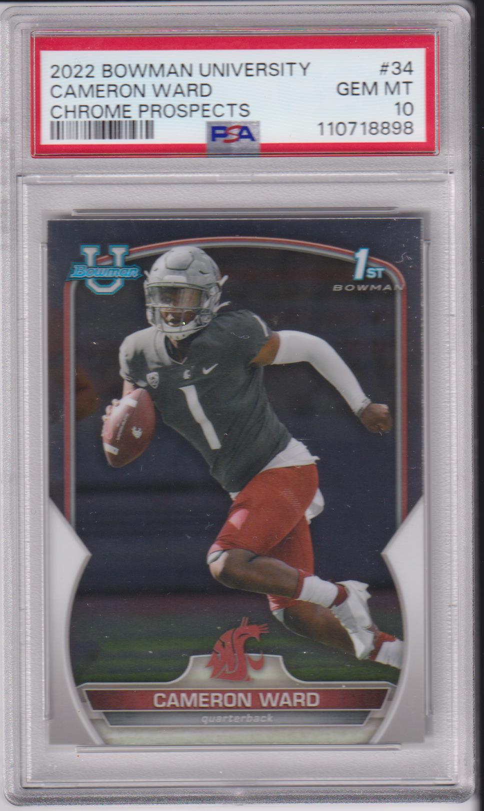 2022 Bowman Chrome University Chrome Prospects Cameron Ward #34 PSA 10