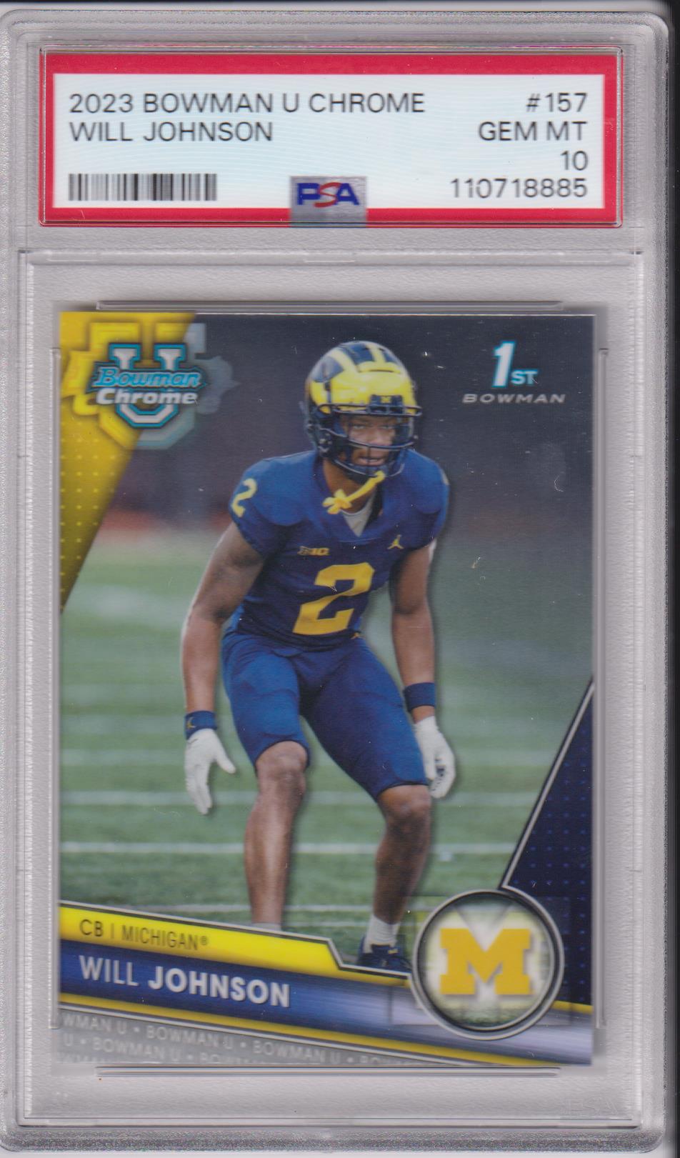 2023 Bowman Chrome University Will Johnson #157 PSA 10