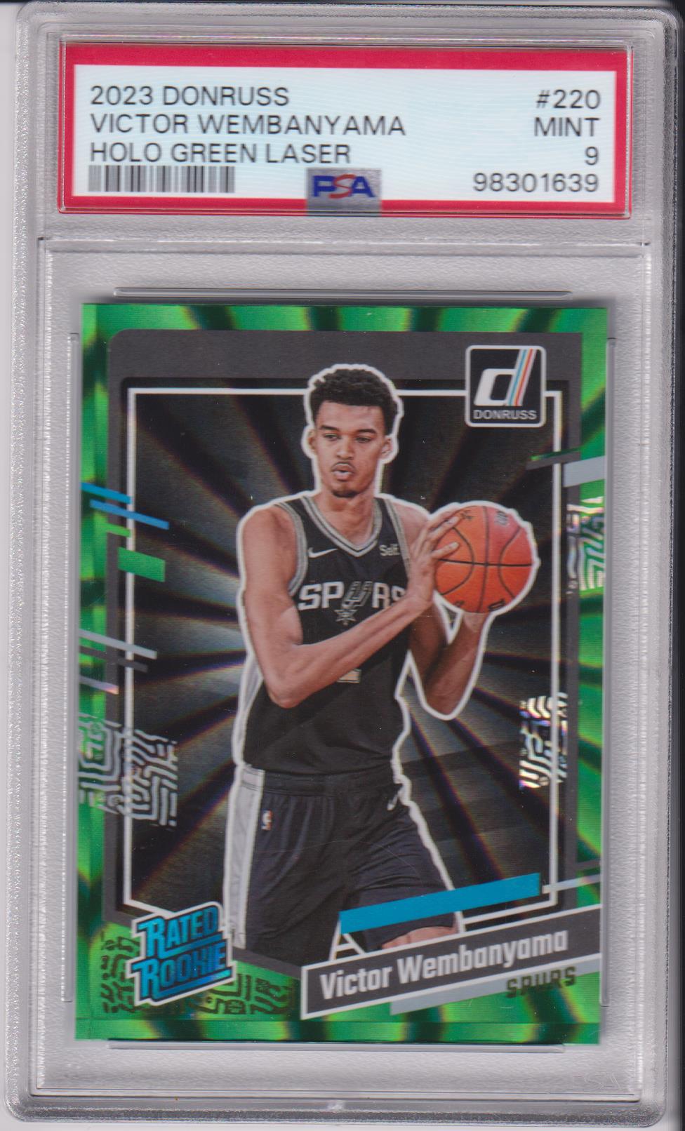 2023 Donruss Holo Green Laser Victor Wembanyama #220 RC PSA 9