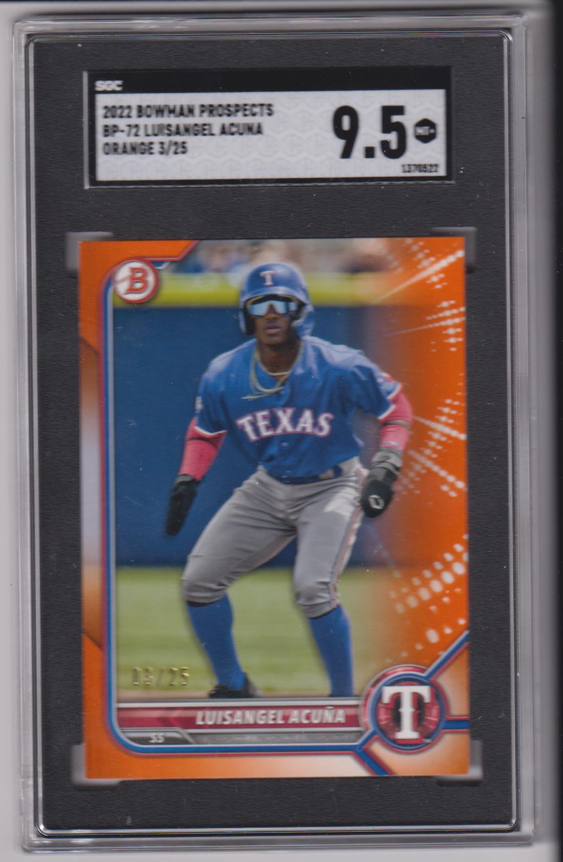 2022 Bowman Prospects Orange 3/25 Luisangel Acuna #BP-72 SGC 9.5