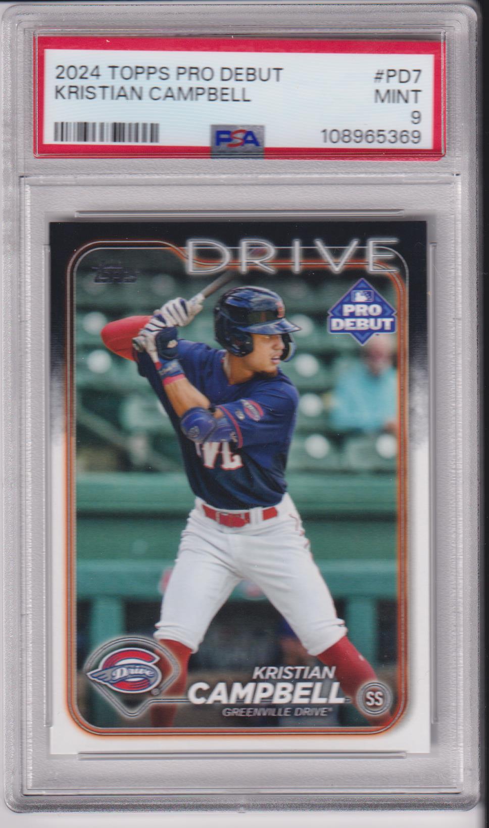 2024 Topps Pro Debut Kristian Campbell #PD7 PSA 9