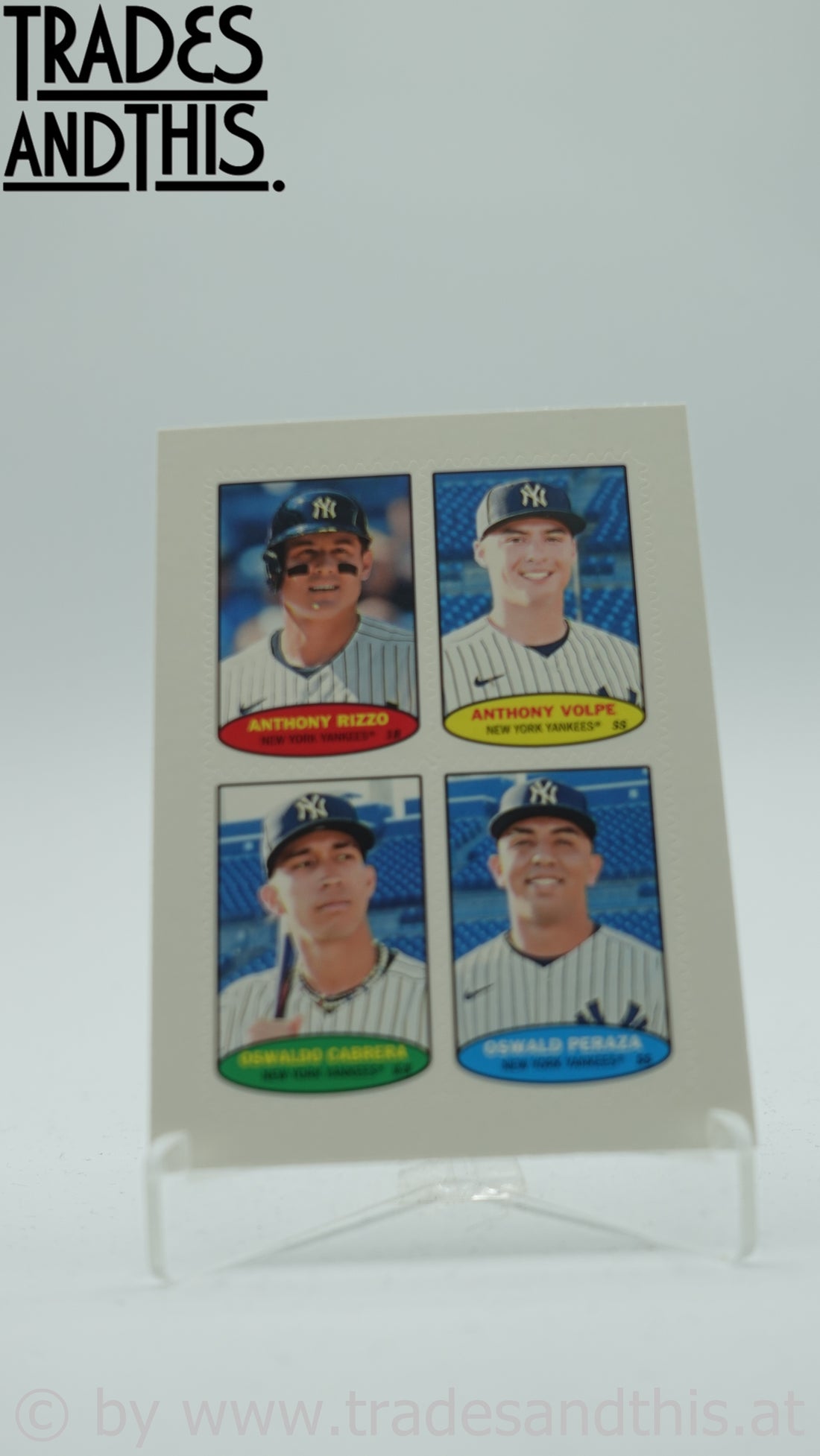 2023 Topps Heritage High Number 1974 Topps Baseball Stamps Rizzo - Volpe - Cabrera - Peraza #74S-22