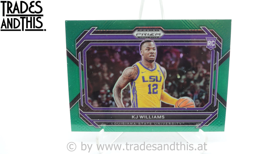 2023-24 Panini Prizm Draft Picks Green Prizm Variations KJ Williams #28 RC