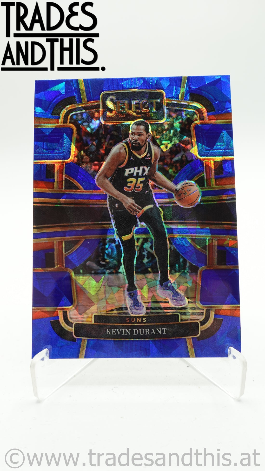 2023-24 Panini Select Basketball Blue Cracked Ice Prizm Kevin Durant #2