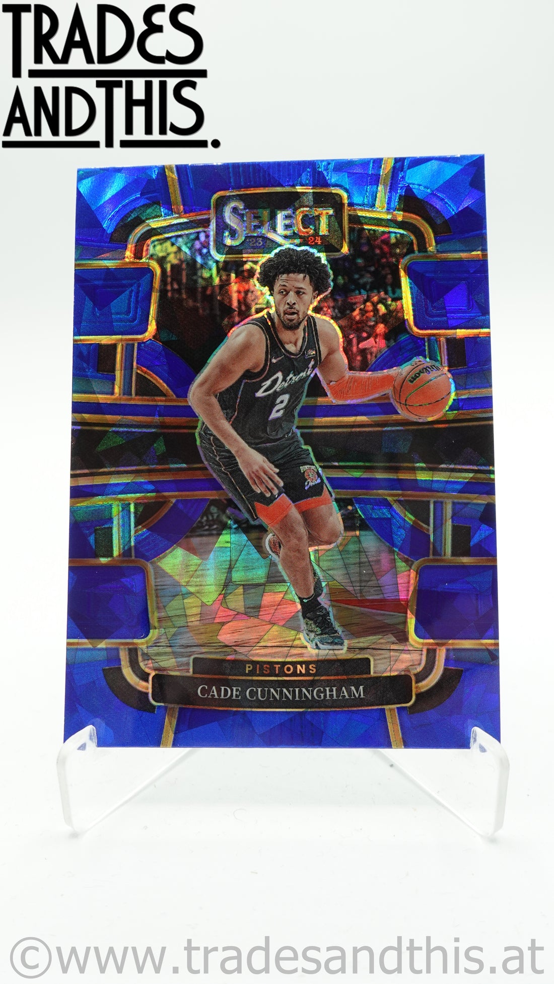 2023-24 Panini Select Basketball Blue Cracked Ice Prizm Cade Cunningham #26