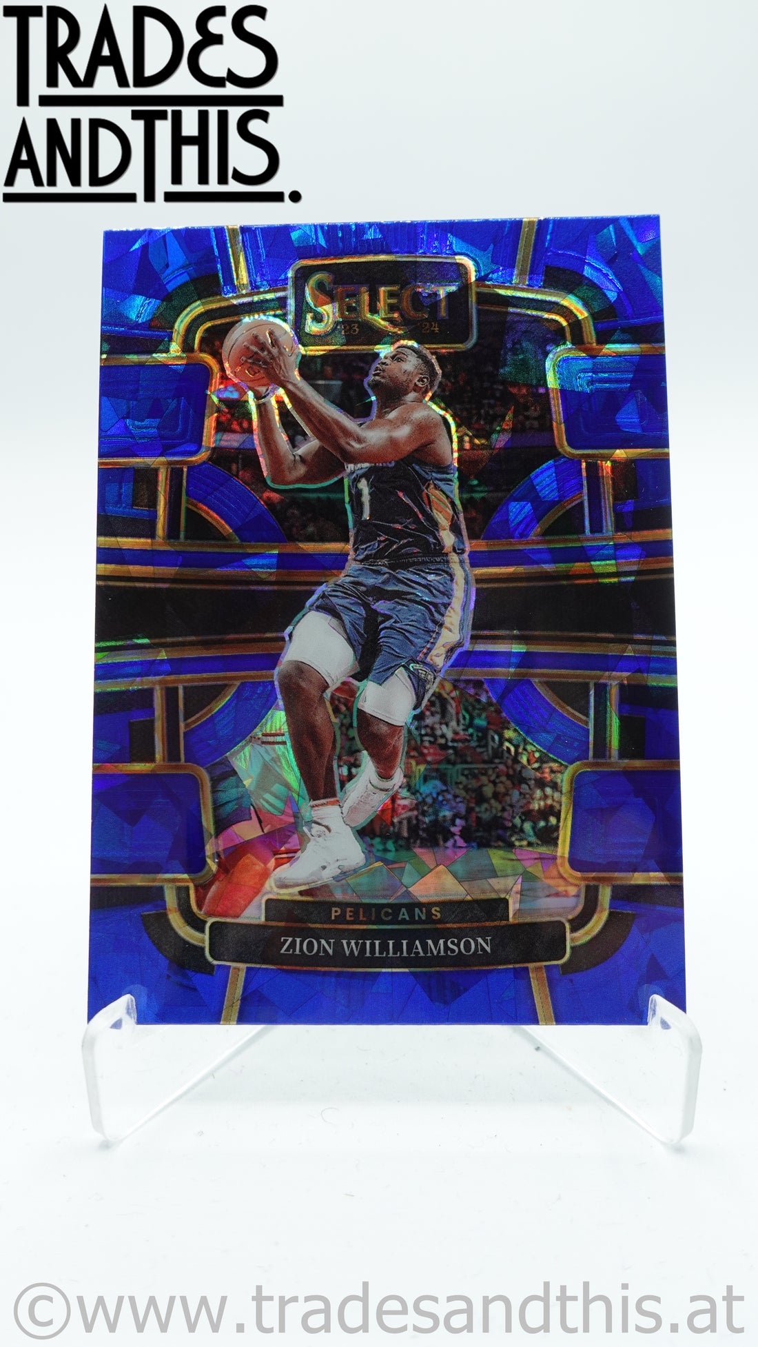 2023-24 Panini Select Basketball Blue Cracked Ice Prizm Zion Williamson #36