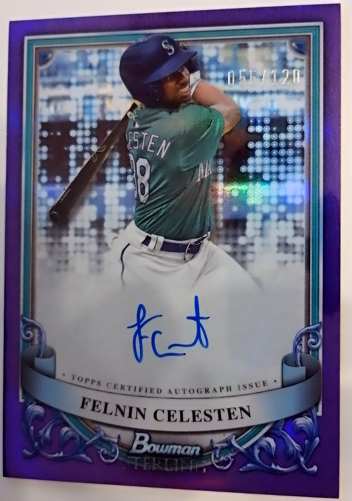 2024 Bowman Sterling Prospect Autographs Purple Refractor 055/120 Felnin Celesten #PA-FC