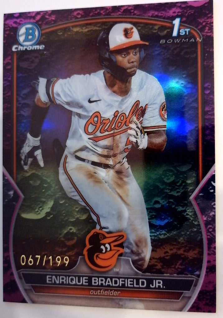 2023 Bowman Draft Chrome Fuchsia Lunar Refractor 067/199 Enrique Bradfield Jr. #BDC-188