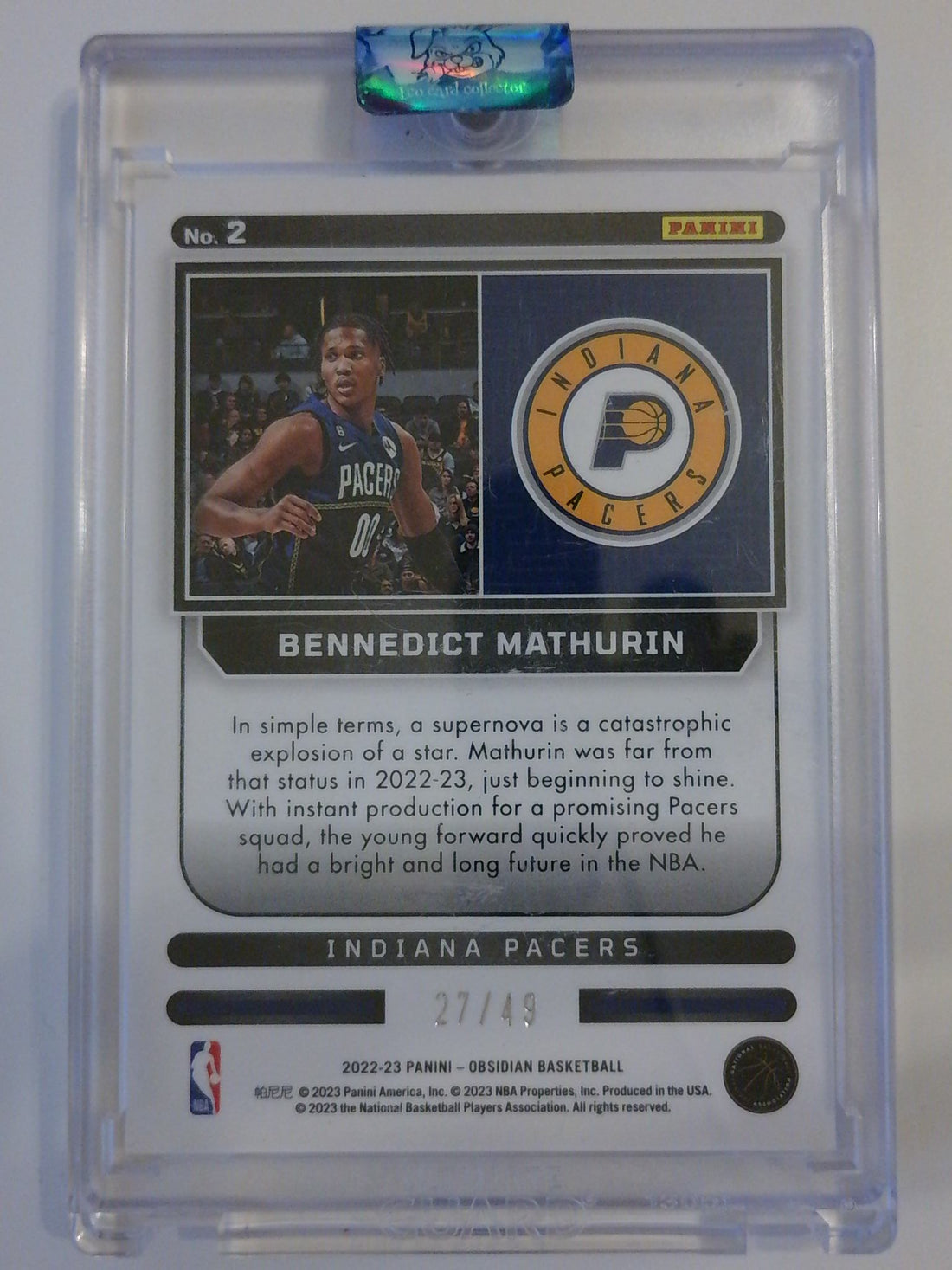 2022-23 Panini Obsidian Electric Etch Purple Flood 27/49 Bennedict Mathurin #2