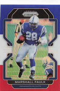 2021 Prizm Football Green Prizm Red White Blue Marshall Faulk #31