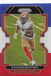 2021 Prizm Football Green Prizm Red White Blue Raheem Mostert #56