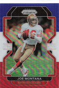 2021 Prizm Football Green Prizm Red White Blue Joe Montana #60