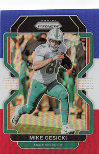 2021 Prizm Football Green Prizm Red White Blue Mike Gesicki #106