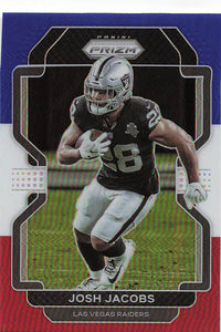 2021 Prizm Football Green Prizm Red White Blue Josh Jacobs #180