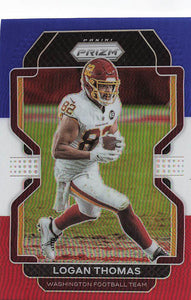 2021 Prizm Football Green Prizm Red White Blue Logan Thomas #210