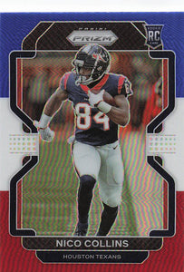 2021 Prizm Football Green Prizm Red White Blue Nico Collins #360 RC