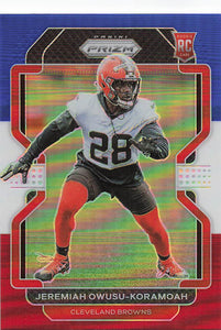 2021 Prizm Football Green Prizm Red White Blue Jeremiah Owusu-Koramoah #389 RC