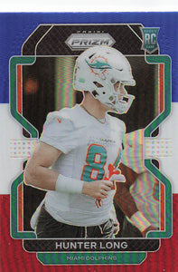 2021 Prizm Football Green Prizm Red White Blue Hunter Long #414 RC