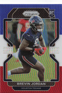 2021 Prizm Football Green Prizm Red White Blue Brevin Jordan #417 RC