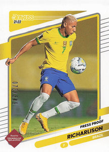 2021-22 Panini Donruss Road to Qatar Press Proof Gold 072/349 Richarlison #20