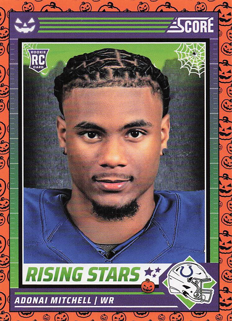 2024 Score Football Rising Stars Orange Pumpkins Adonai Mitchell #1 RC