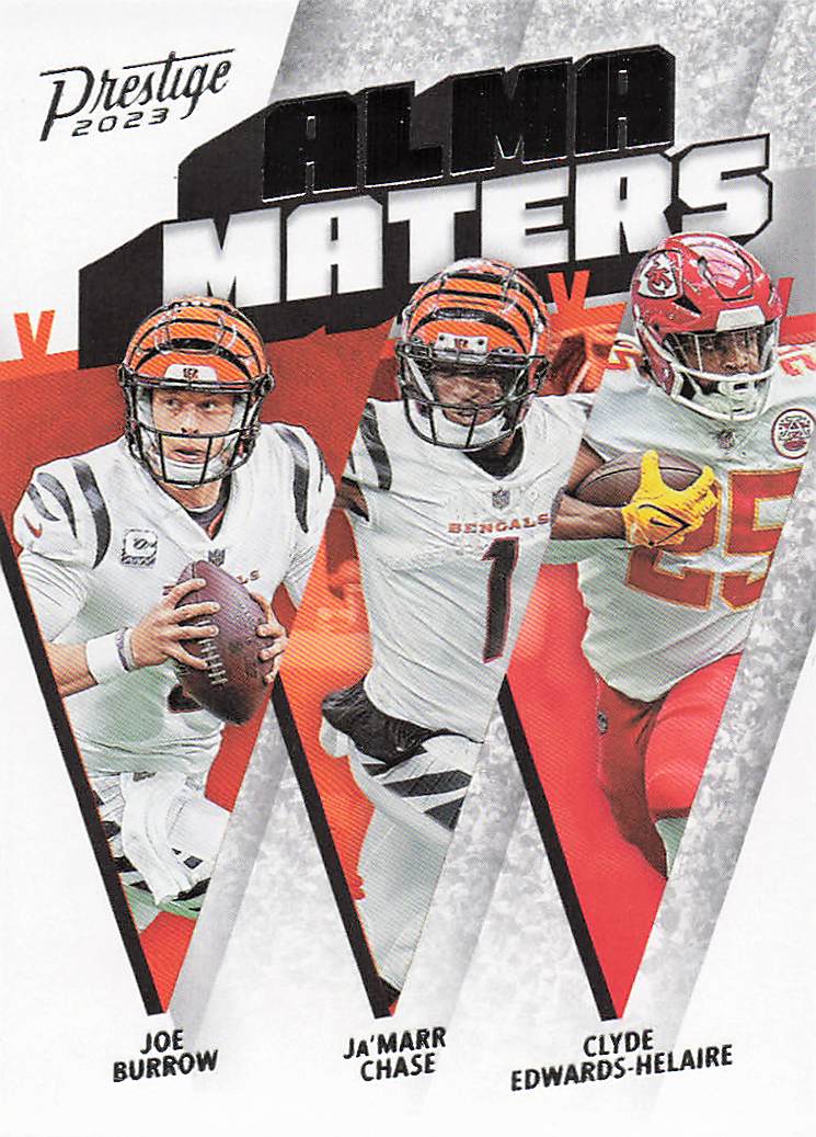 2023 Prestige Football Alma Maters Joe Burrow - Ja'Marr Chase - Clyde Edwards-Helaire #AM-14