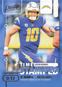 2022 Prestige Football Time Stamped Justin Herbert #TS-6