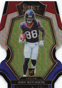 2022 Select Football Red and Blue Die-Cut Prizm John Metchie III #141 RC