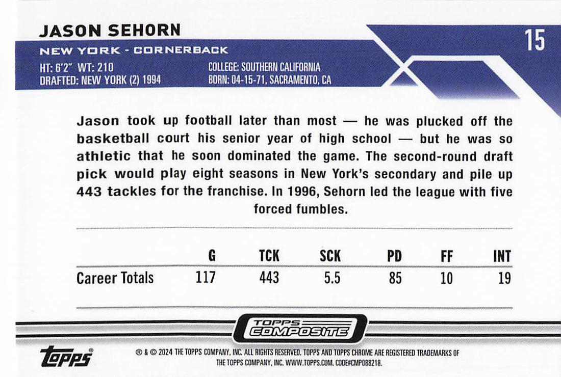 2023 Topps Composite Chrome Jason Sehorn #15