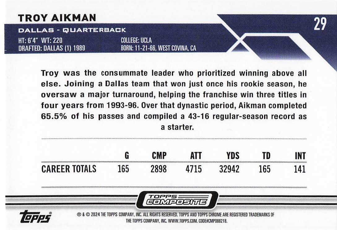 2023 Topps Composite Chrome Troy Aikman #29