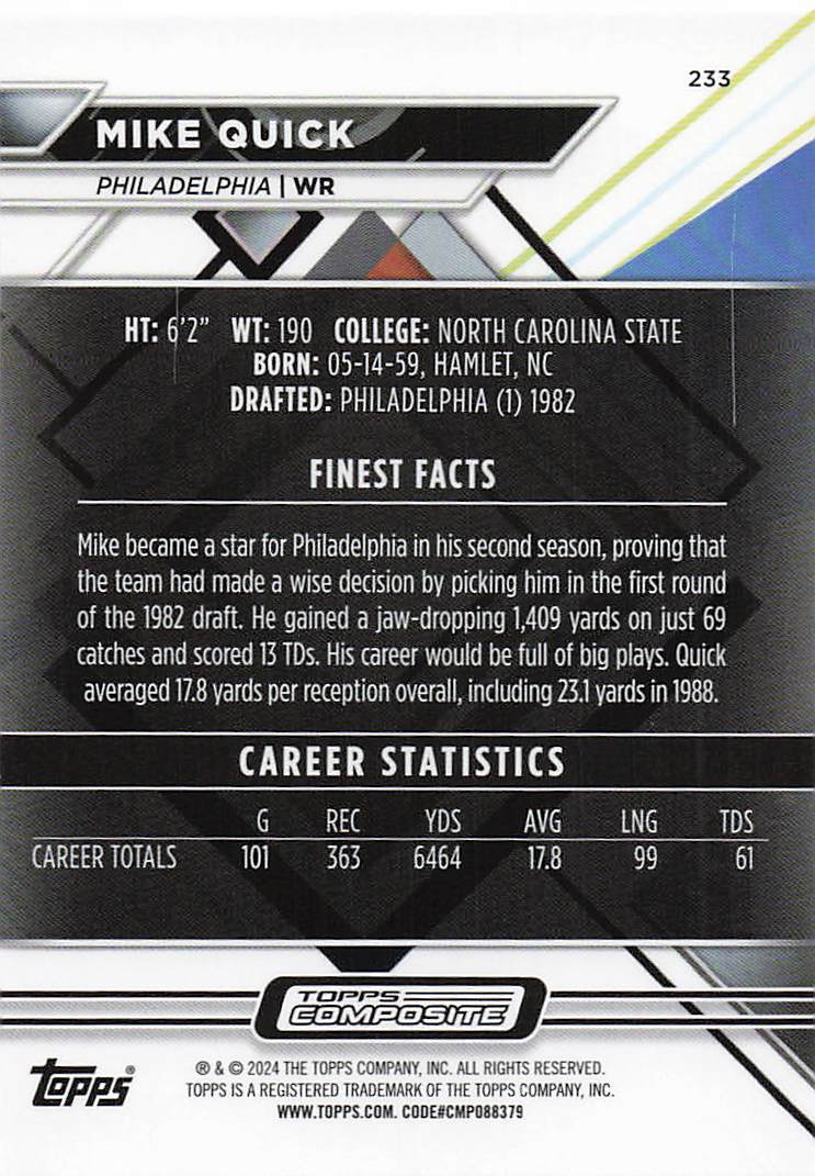 2023 Topps Composite Finest Mike Quick #233