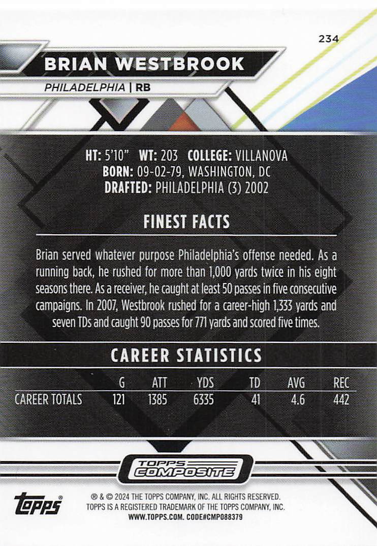 2023 Topps Composite Finest Brian Westbrook #234