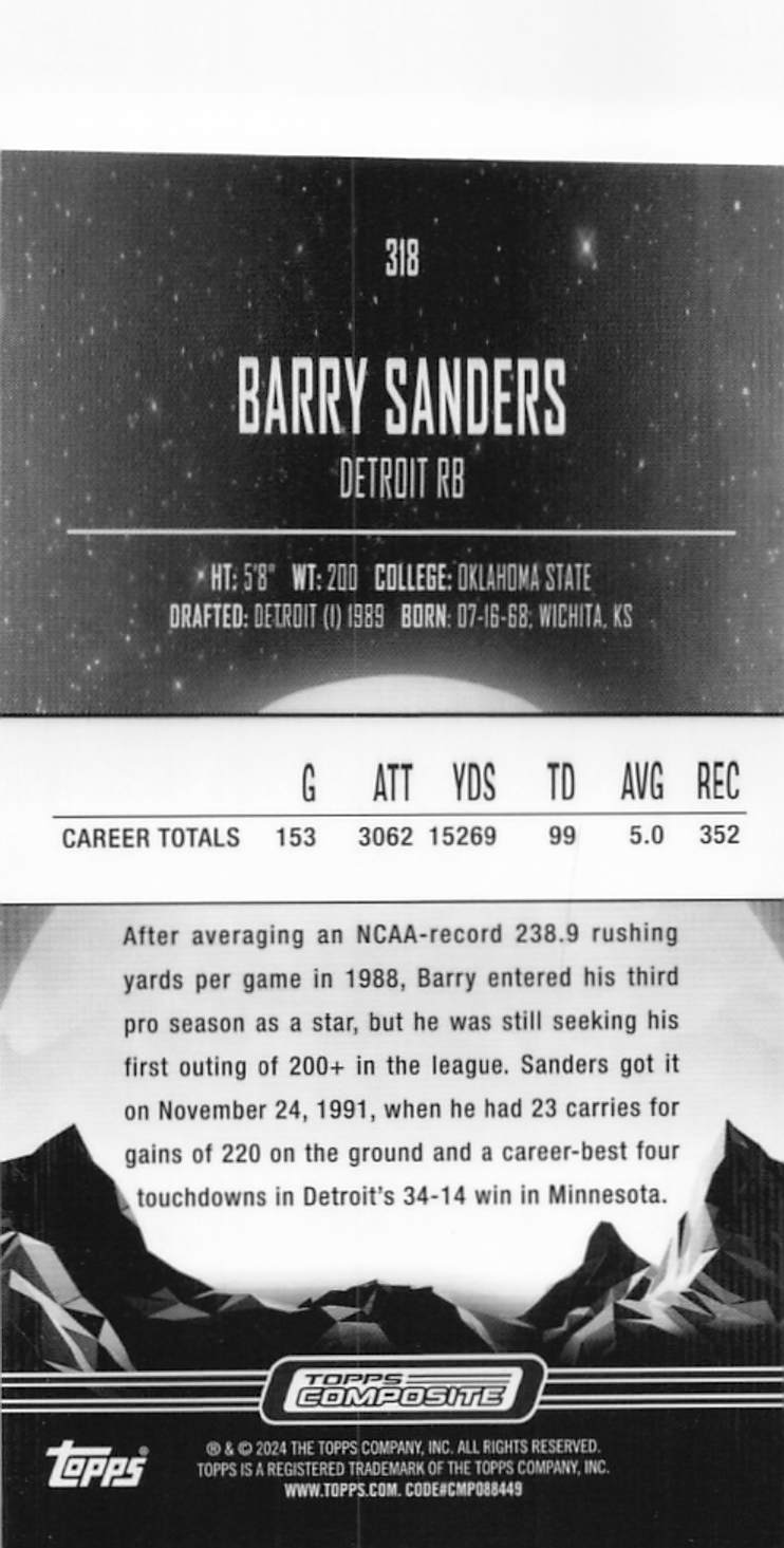 2023 Topps Composite Midnight Barry Sanders #318