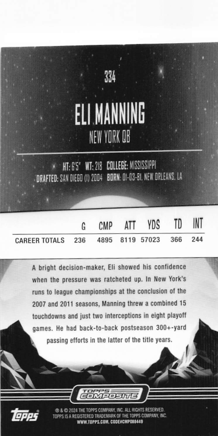 2023 Topps Composite Midnight Eli Manning #334