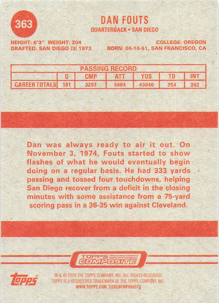 2023 Topps Composite Heritage Dan Fouts #363