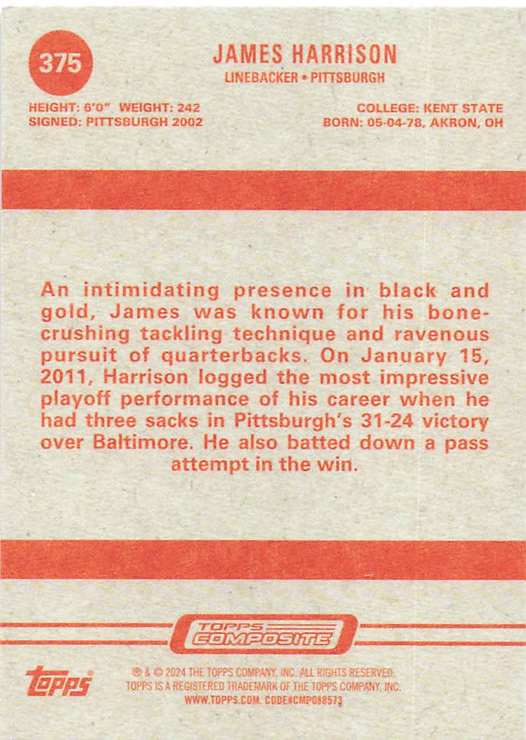 2023 Topps Composite Heritage James Harrison #375