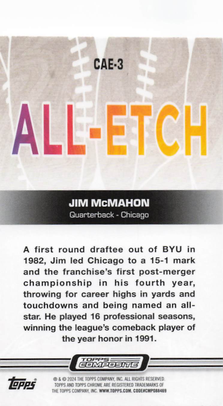 2023 Topps Composite Chrome All Etch Jim McMahon #CAE-3